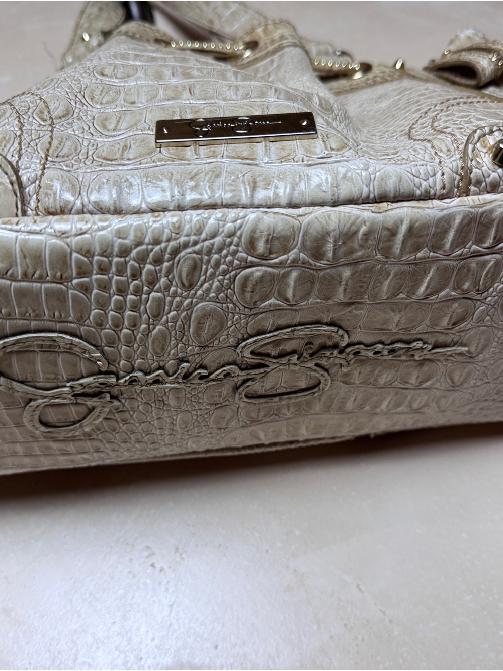 Jessica Simpson Croc Embossed Y2K Tote Bag - Picture 6 of 7